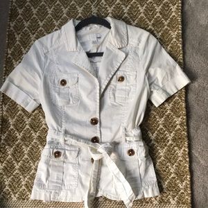Adorable white button up blazer